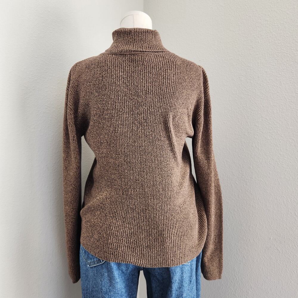 Vintage Liz Claiborne Brown Knit Long Sleeve Turtle Neck Shirt L - Picture 6 of 10
